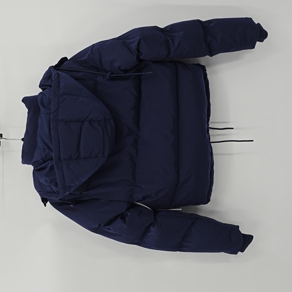 Good American Iridescent Blue Puffer Jacket Removable Hoodie Womens  Size 0= XS - Picture 4 of 9